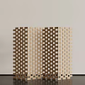 Wooden Room Divider Screen With Square Grid Pattern For Modern Home Interior Decoration 3d model