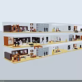 Three Tier Clothing Store Interior With Display Racks Mannequins And Apparel Displays