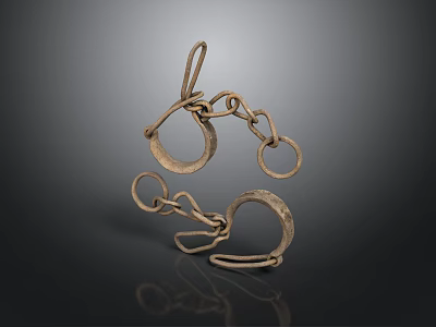 Ancient Metal Handcuffs With Linked Chains As Historical Weapon Artifact 3d model