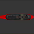 Detailed Black And Red Submarine Model With Chimney Yellow Deck Elements And Small Flag 3d model