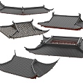 Chinese Eaves Roof Tiles Courtyard Roof Eaves Cornice Glazed Tile Roof Ridge 3d model