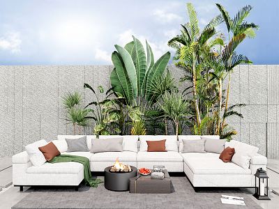 Modern Outdoor Sofa Outdoor Sofa Patio Sofa Landscape Plants model