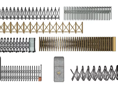 Different Styles Of Metal Retractable Gates With Folding Sliding Security Designs 3d model