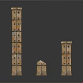 Ancient Style Miniature Brick Tower Models With Different Heights And Shapes 3d model