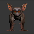 3D Rendered Unique Animal Crouching With Large Ears Orange Eyes And Slender Claws