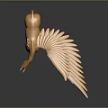 Artistic Golden Winged Horse Sculpture with Detailed Feathers and Shiny Surface