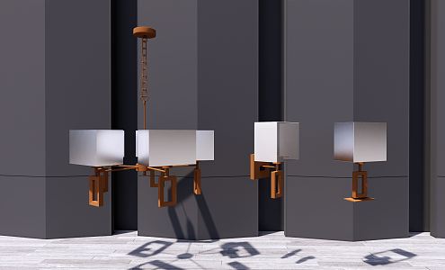 Light luxury lamps combination chandelier 3d model