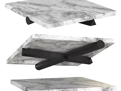 Modern Coffee Table With Marble Top And Black Metal Frame Design 3d model