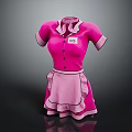 Pink Dress With Apron Design Short Sleeves Collared Neckline Dolly Label