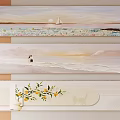 Photo Wall With Seaside Landscape Paintings Sailboat Sunset Figure Lemon Branch And Flowers