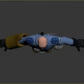 3D Character's Handheld Weapon With Blue Uniform Yellow Arm Guard And Black Gloves