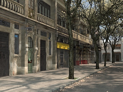 7080 s Scene Old Beijing Old Guangzhou Old Shanghai Old Street Old District Liwan District Baoyuan Road Old City Jiugang Township School Campus 3d model