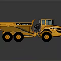 Yellow Volvo Dump Truck With Large Tires And Spacious Cab