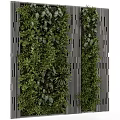 Green Plant Wall with Vertical Metal Strips for Modern Interior Design