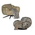 Modern Patterned Leisure Chairs with Cozy Throw Blanket and Soft Decorative Cushion 3d model