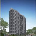 Modern High Rise Residential Building With Windows Balconies Surrounded By Trees