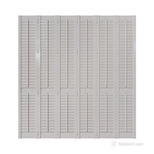 White Vertical Window Shutters With Slats For Home Interior Design And Decoration 3d model