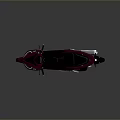 Burgundy Modern Scooter Motorcycle with Black Seat and Yellow Shock Absorber on Reflective Floor