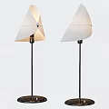 Modern Contemporary Floor Lamps With Conical Linen Shades And Metal Poles