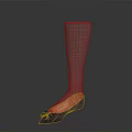Transparent Knee High Stockings With Black Pointed Toe Flat Shoes And Red Decoration