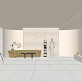 Elegant Modern Clothing Store Interior With Beige Sofa Mannequin And Lighting