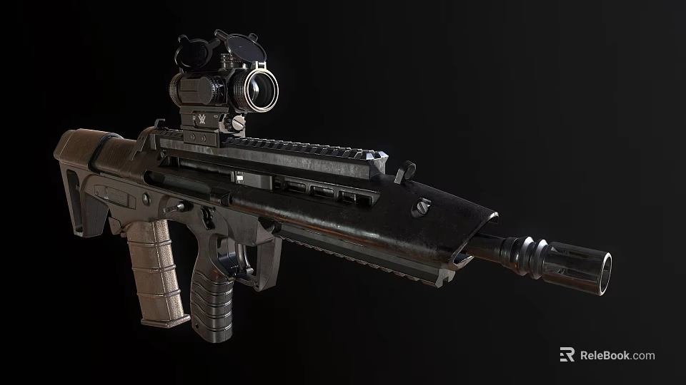 Modern Tactical Rifle Featuring Mounted Scope Military Style Rail And Ergonomic Grip 3d model 