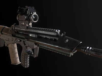 Modern Tactical Rifle Featuring Mounted Scope Military Style Rail And Ergonomic Grip 3d model