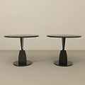 Two Modern Black Side Tables With Round Top And Unique Base Design 3d model