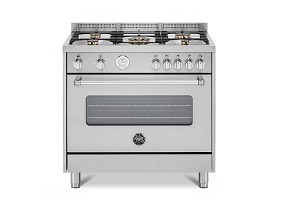 Stainless Steel Gas Range Oven with Multiple Burners and Control Knobs for Modern Kitchen Cooking 3d model