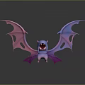 Cartoon Bat Character With Spread Purple Pink Gradient Wings And Smiling Expression On Dark Background 3d model