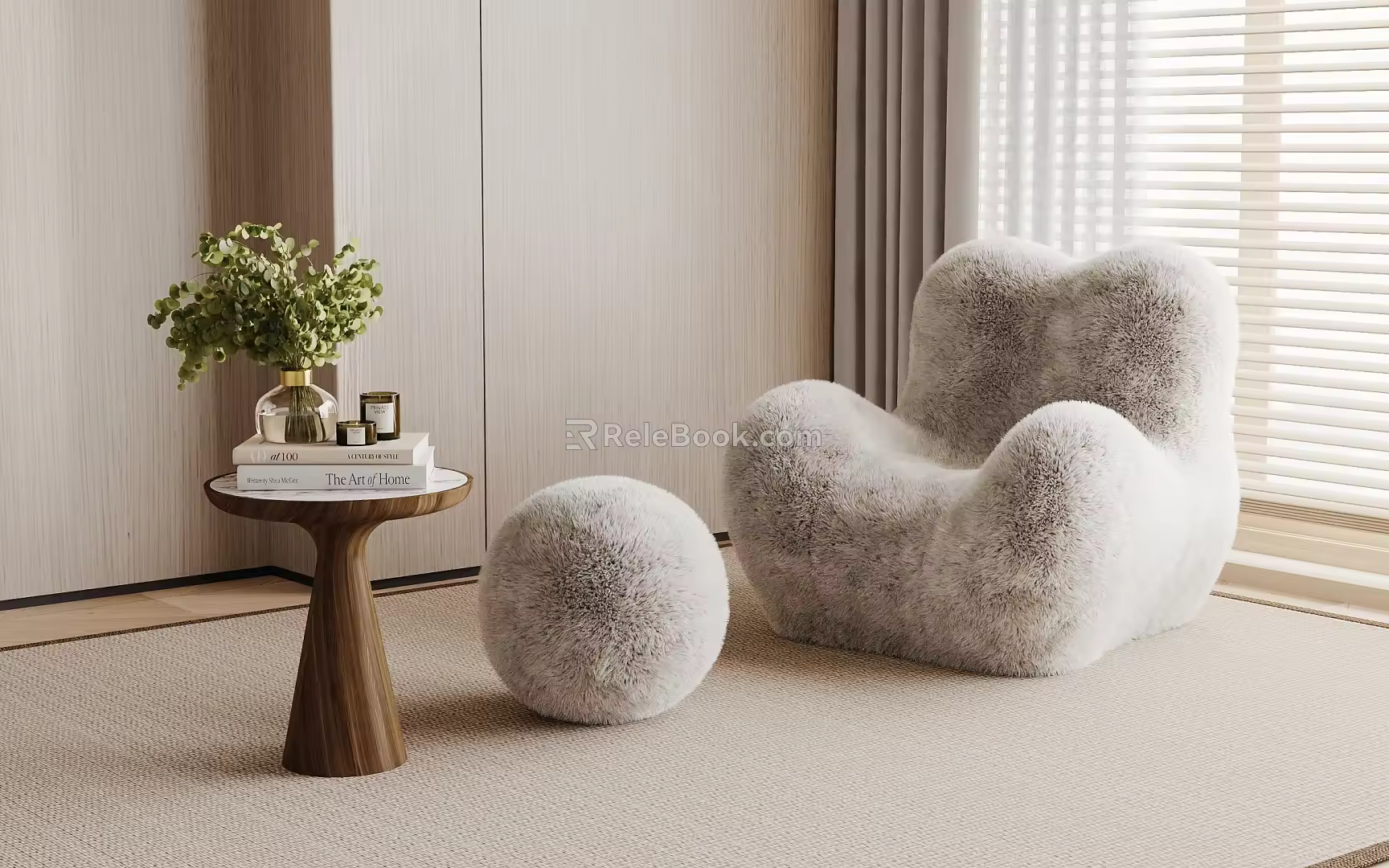 Modern Single Sofa Modern Fluffy Sofa Side 3d model