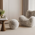 Modern Single Sofa Modern Fluffy Sofa Side 3d model