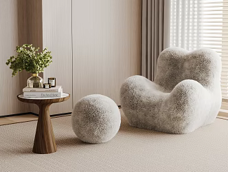 Modern Single Sofa Modern Fluffy Sofa Side 3d model