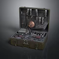 Open Vintage Equipment Case Containing Tools Copper Components and Metal Parts