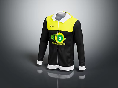 Yellow And Black Hoodie With Green BIO MAP Environment Logo And White Accents 3d model
