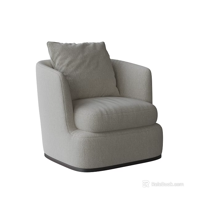 Cozy Light Gray Single Sofa With Soft Cushion And Modern Upholstered Design 3d model