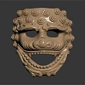 Decorative Copper Mask With Intricate Spiral Patterns And Ornate Carvings Details