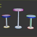Three Modern Bar Table And Stools With Blue Top Silver Pedestal Metallic Design