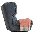 Plush Gray Single Seater Sofa with Puffy Backrest Armrests Pink Throw Blanket and Swivel Base