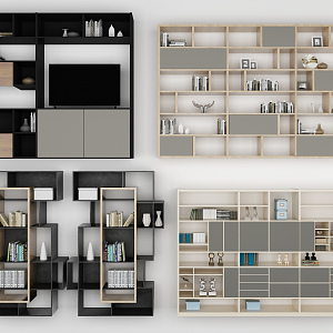 Modern bookcase combination 3d model