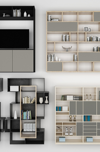 Modern bookcase combination 3d model