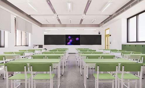 Modern classroom school ordinary classroom 3d model