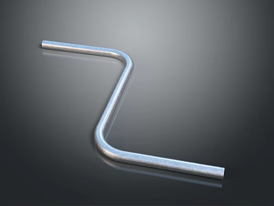L Shaped Silver Metal Rod With Smooth Reflective Surface On Dark Background 3d model
