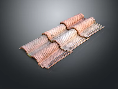 Traditional Wavy Red Ceramic Clay Roof Tiles for Household Roof Covering and Decoration 3d model
