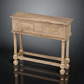 Classic Wooden Console Table With Two Drawers Golden Handles And Gold Accent Decorative Legs
