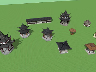 Traditional Chinese Architecture Models Featuring Pavilions Corridors And Classical Roof Designs 3d model