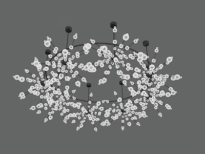 Modern Artistic Chandelier With White Bulbs And Black Frame For Home Lighting 3d model