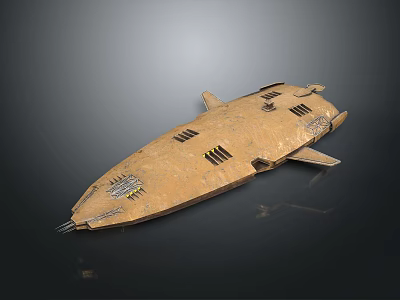 Brown Streamlined Spaceship 3D Model Featuring Aerodynamic Structure And Cosmic Details 3d model