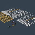 Road Infrastructure Essential Components with Traffic Markings Arrows Speed Bumps and Guardrails