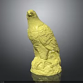 Golden Eagle Statue With Detailed Feathers And Stone Base On Reflective Surface 3d model